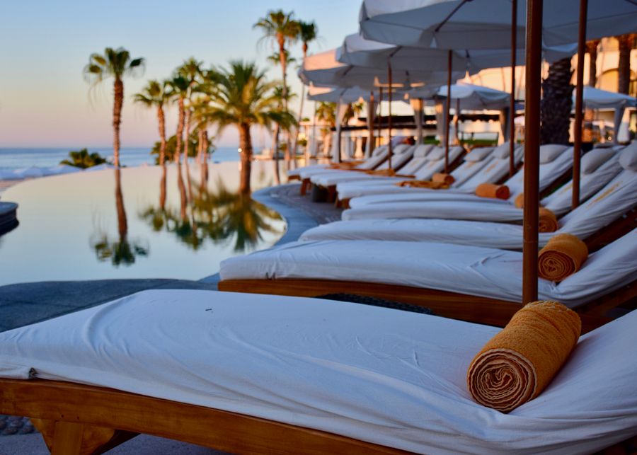 Sample photo: oceanfront pool at sunset